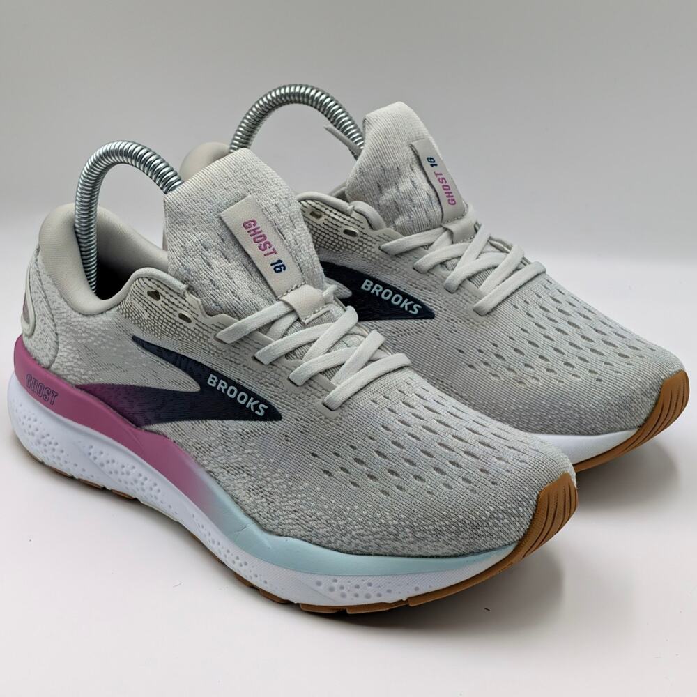 Brooks Ghost 16 White Grey Estate Blue Womens 7.5 B (UK 5.5) Running Shoes